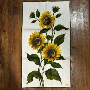 Vintage Lehner Sunflower Tea Towel Made In Switzerland 100% Cotton